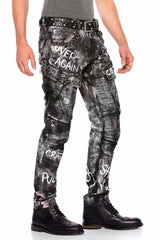 CD572 Men's comfortable jeans with a stylish glitter effect