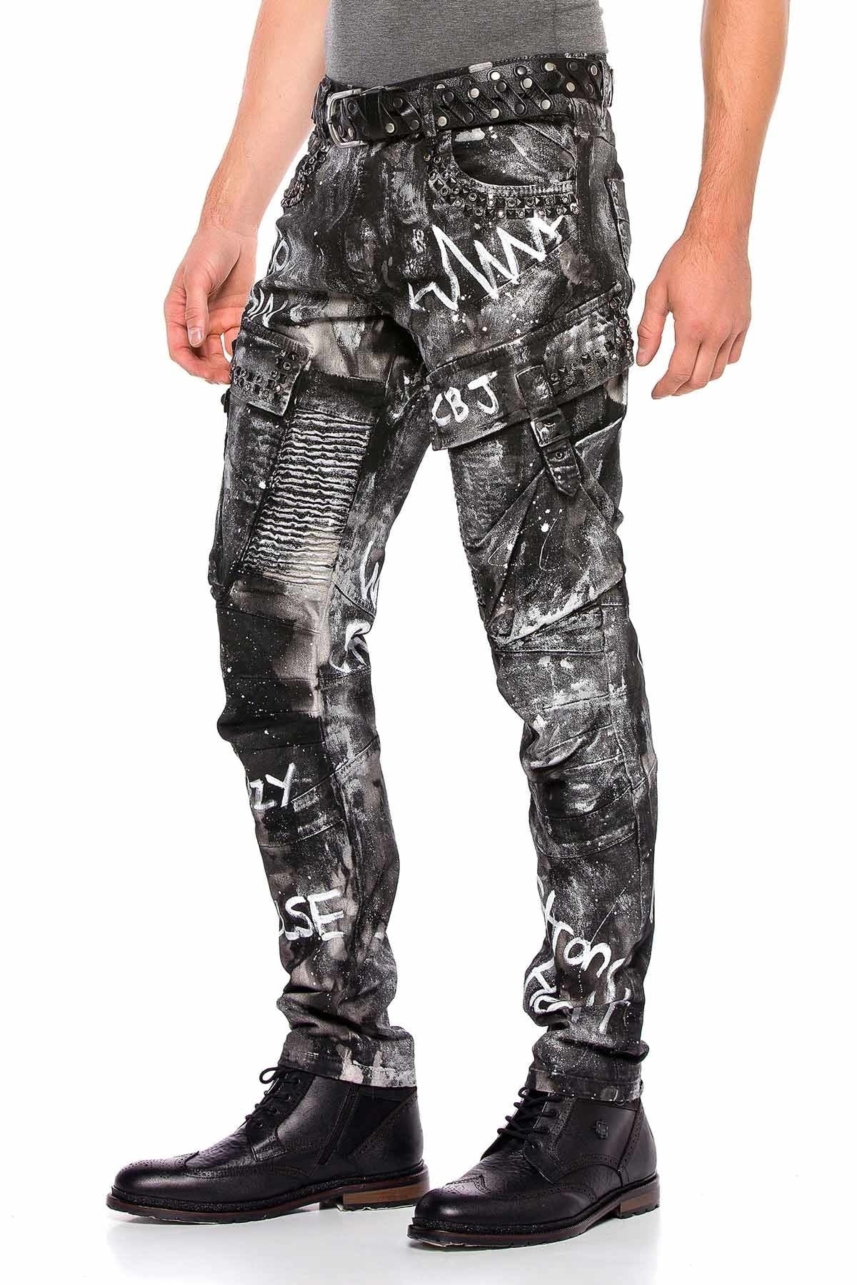 CD572 Men's comfortable jeans with a stylish glitter effect