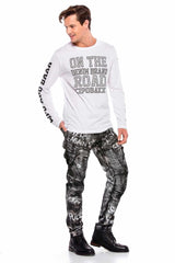 CD572 Men's comfortable jeans with a stylish glitter effect