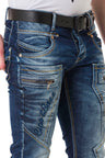 CD584 Men's comfortable jeans with contrasting stitching