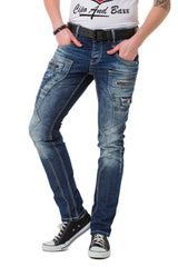 CD584 Men's comfortable jeans with contrasting stitching