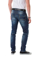 CD584 Men's comfortable jeans with contrasting stitching