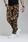 CD587 Men's comfortable jeans with paint splatter details