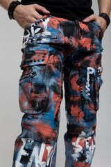 CD587 Men's comfortable jeans with paint splatter details