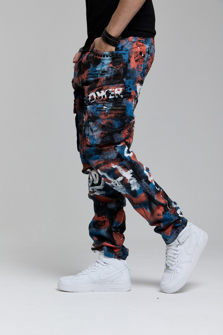 CD587 Men's comfortable jeans with paint splatter details