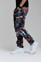 CD587 Men's comfortable jeans with paint splatter details