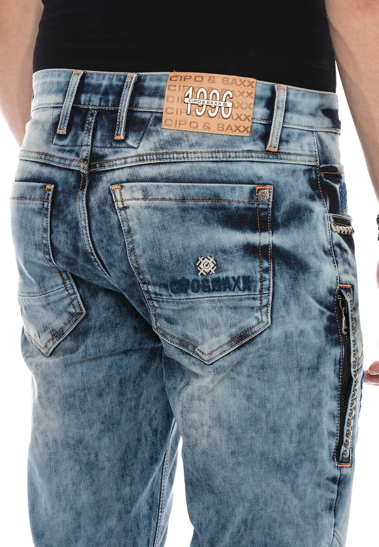 CD590 Men's Straight Fit Jeans in a casual biker look