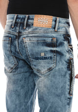 CD590 Men's Straight Fit Jeans in a casual biker look