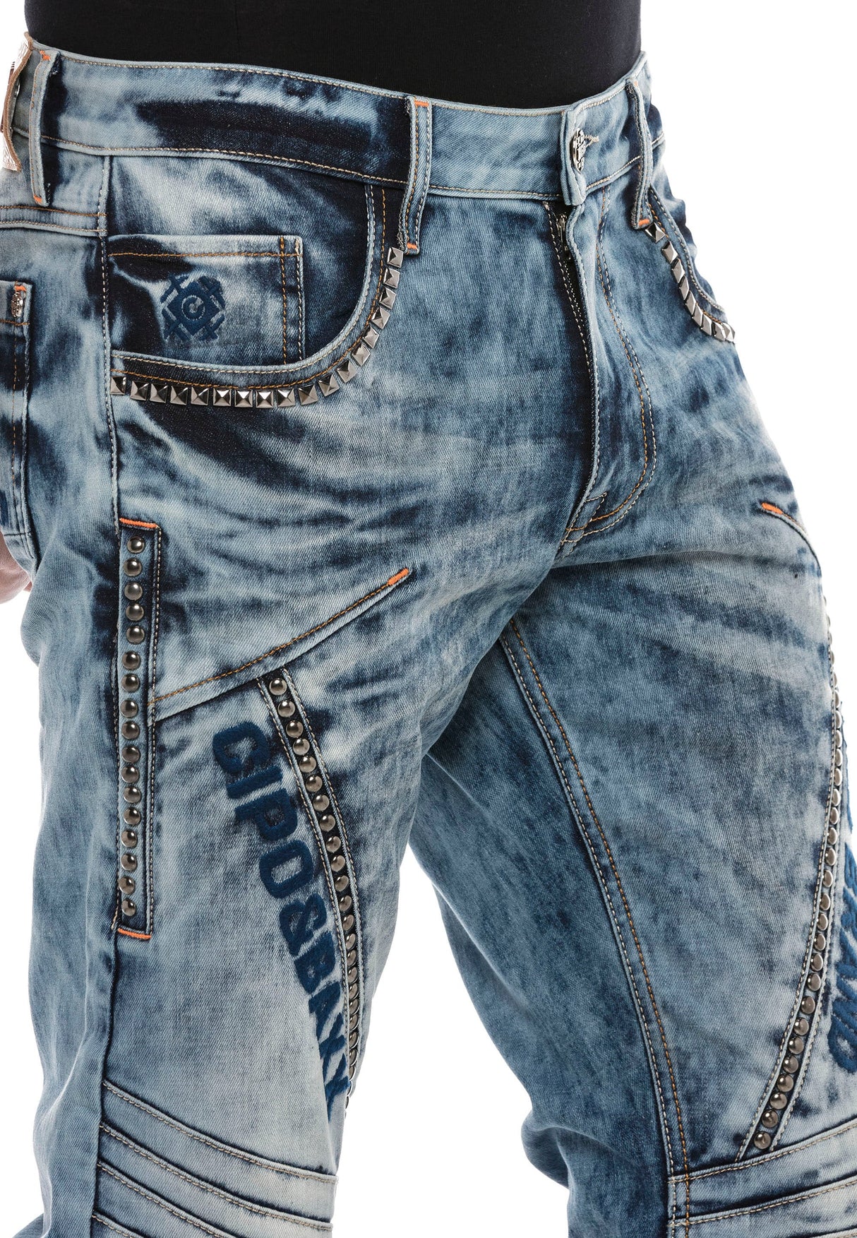 CD590 Men's Straight Fit Jeans in a casual biker look