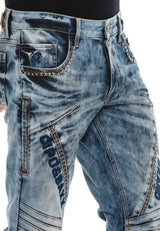 CD590 Men's Straight Fit Jeans in a casual biker look