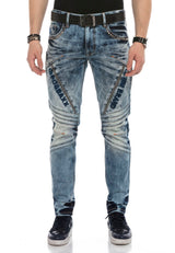 CD590 Men's Straight Fit Jeans in a casual biker look