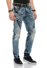 CD590 Men's Straight Fit Jeans in a casual biker look