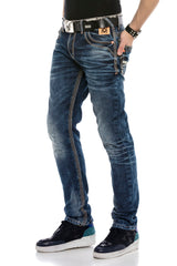CD593 Men's comfortable jeans with wide decorative seams