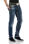 CD593 Men's comfortable jeans with wide decorative seams