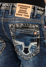 CD593 Men's comfortable jeans with wide decorative seams