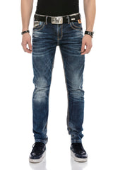 CD593 Men's comfortable jeans with wide decorative seams