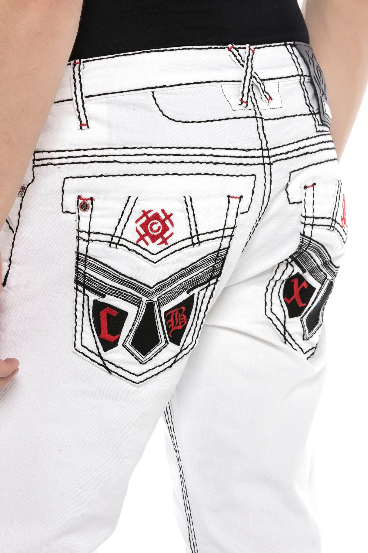 CD601 Men's comfortable jeans with striking contrast stitching