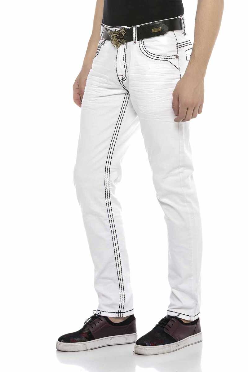 CD601 Men's comfortable jeans with striking contrast stitching