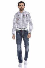 CD606 Men's comfortable jeans with stylish used elements