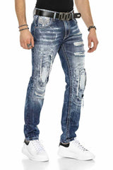 CD611 Men's comfortable jeans in a unique layered design