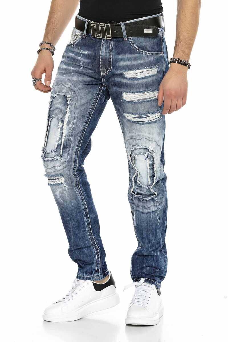 CD611 Men's comfortable jeans in a unique layered design