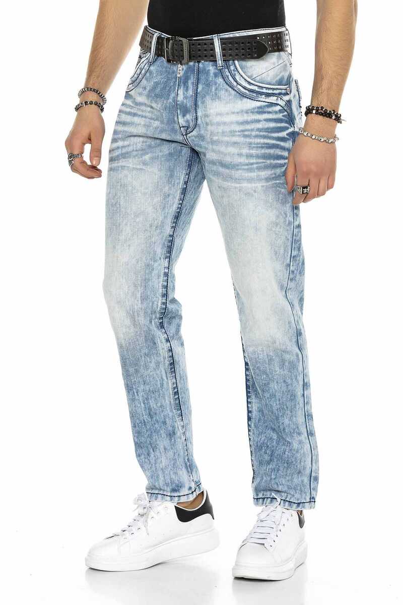 CD616 Men's comfortable jeans with decorated back pockets