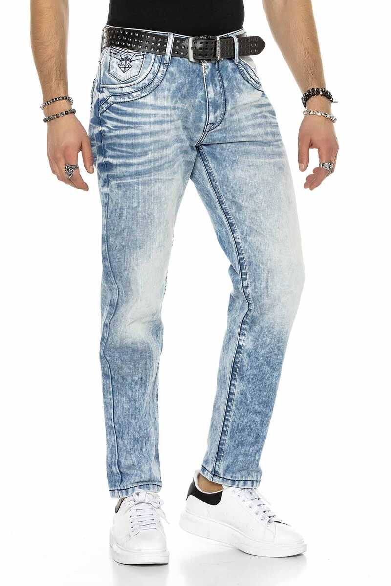 CD616 Men's comfortable jeans with decorated back pockets