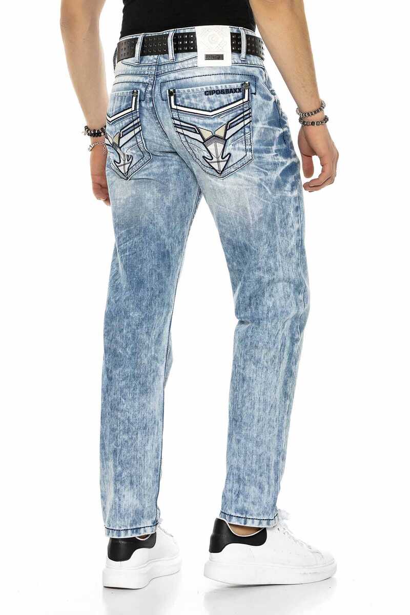 CD616 Men's comfortable jeans with decorated back pockets
