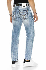 CD616 Men's comfortable jeans with decorated back pockets