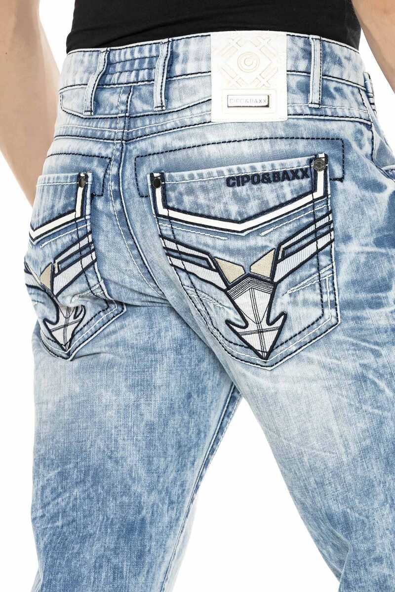 CD616 Men's comfortable jeans with decorated back pockets