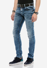 CD621 Men's comfortable jeans in a trendy used look