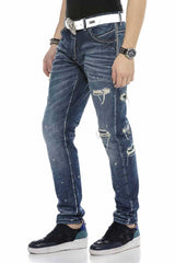 CD627 Men's jeans in trendy style with stylish cutouts