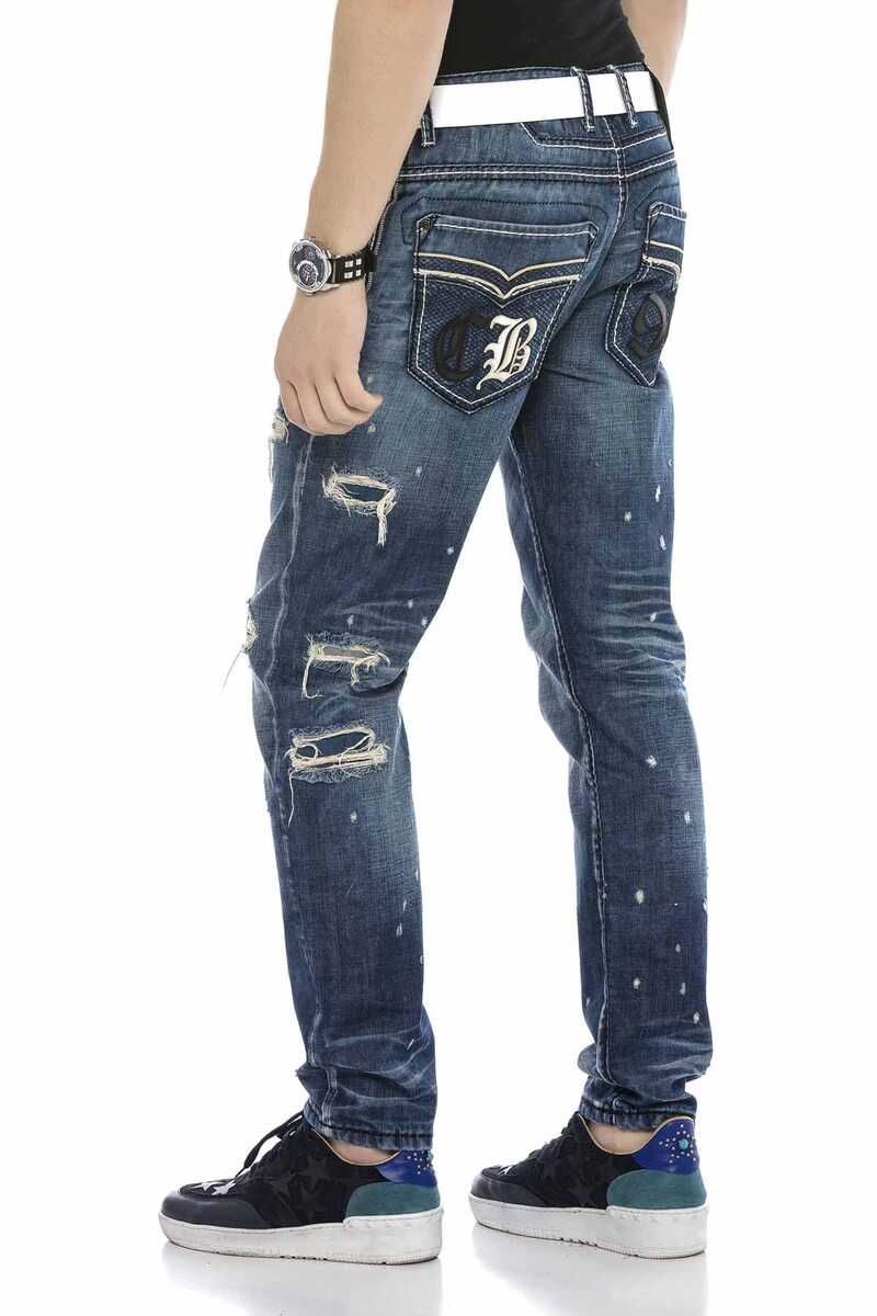 CD627 Men's jeans in trendy style with stylish cutouts