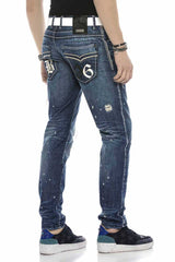 CD627 Men's jeans in trendy style with stylish cutouts
