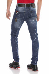 CD643 Men's comfortable jeans in trendy patchwork style