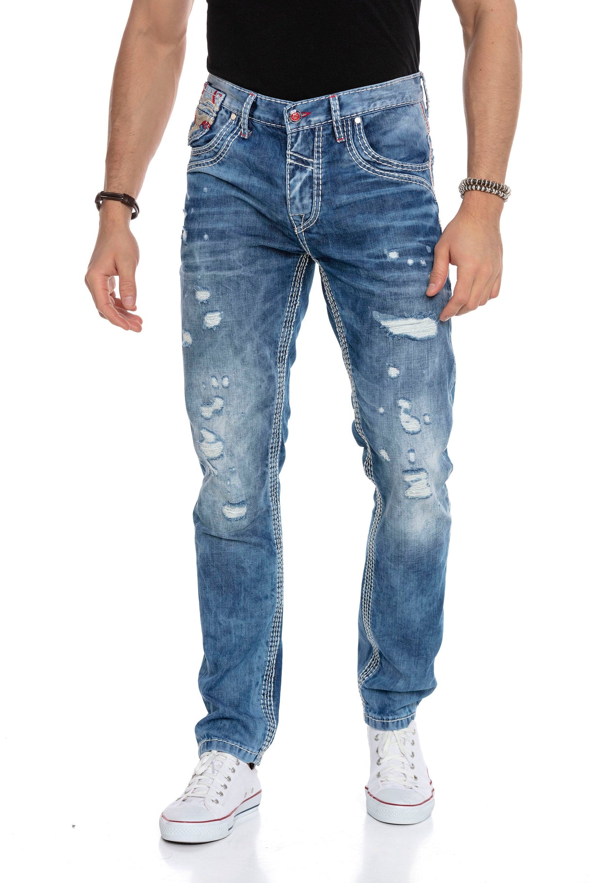CD651 Men's comfortable jeans in a casual destroyed look