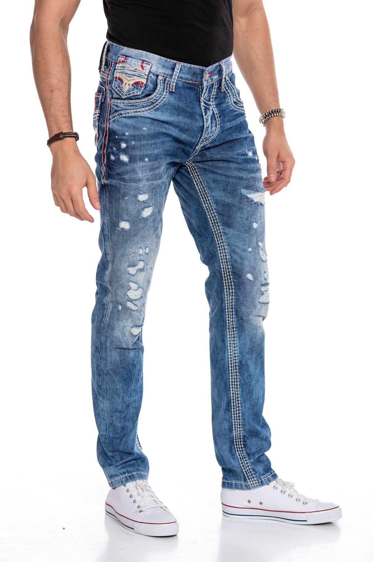CD651 Men's comfortable jeans in a casual destroyed look