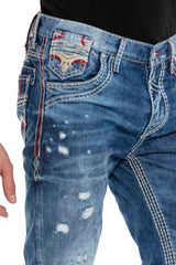 CD651 Men's comfortable jeans in a casual destroyed look