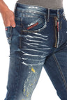 CD658 Men's comfortable jeans with trendy used elements