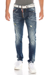 CD658 Men's comfortable jeans with trendy used elements
