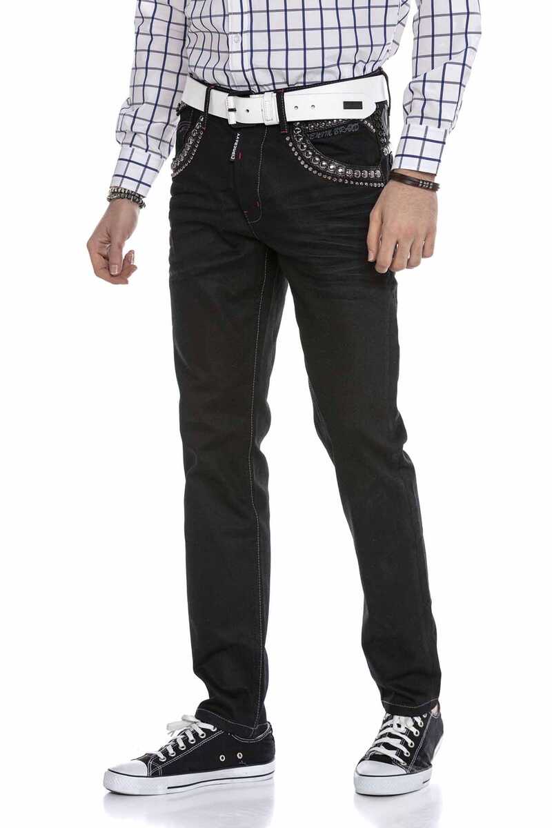 CD663 Men's comfortable jeans with trendy rivets