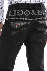 CD663 Men's comfortable jeans with trendy rivets