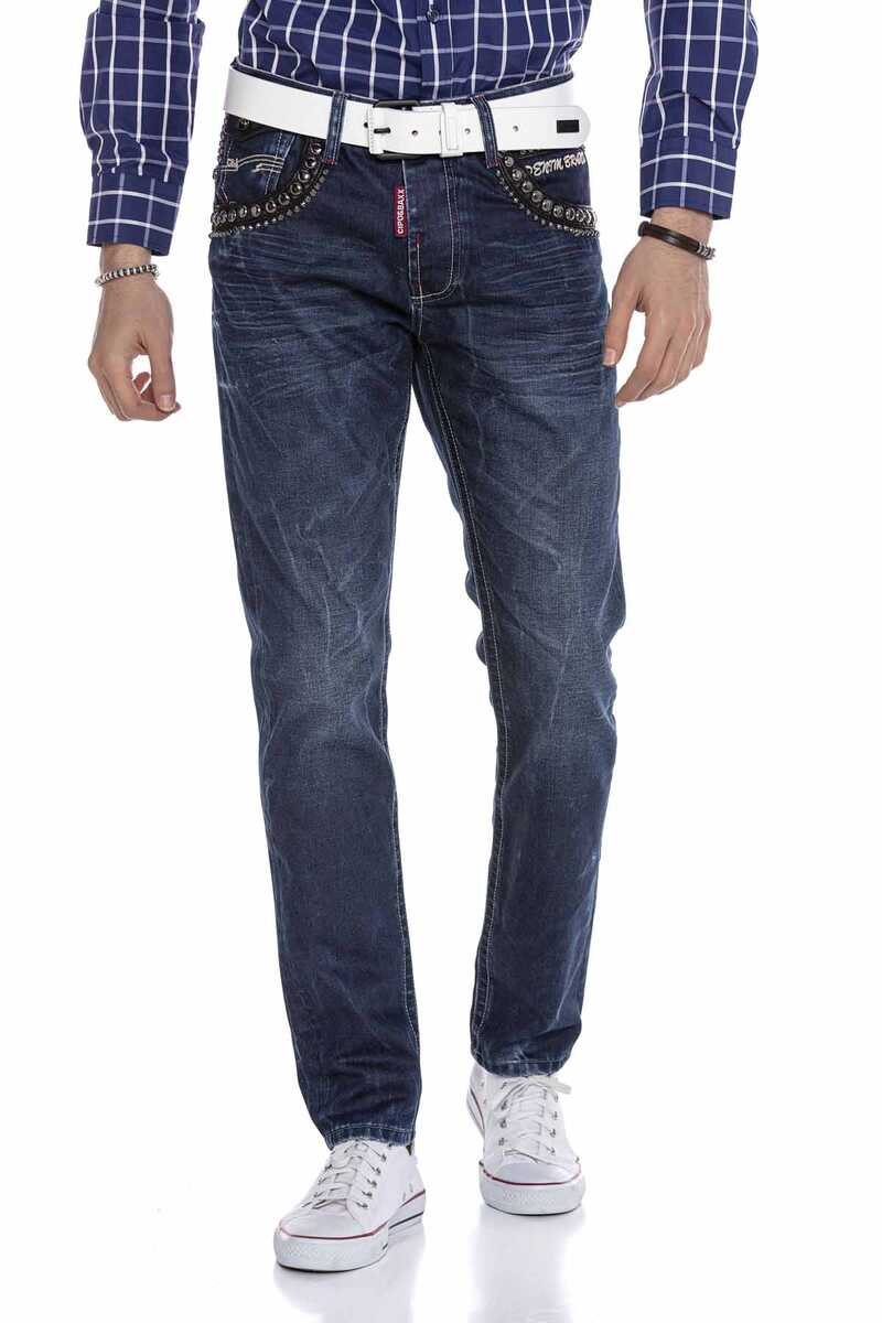 CD665 Men's jeans with embroidery in a fashionable look