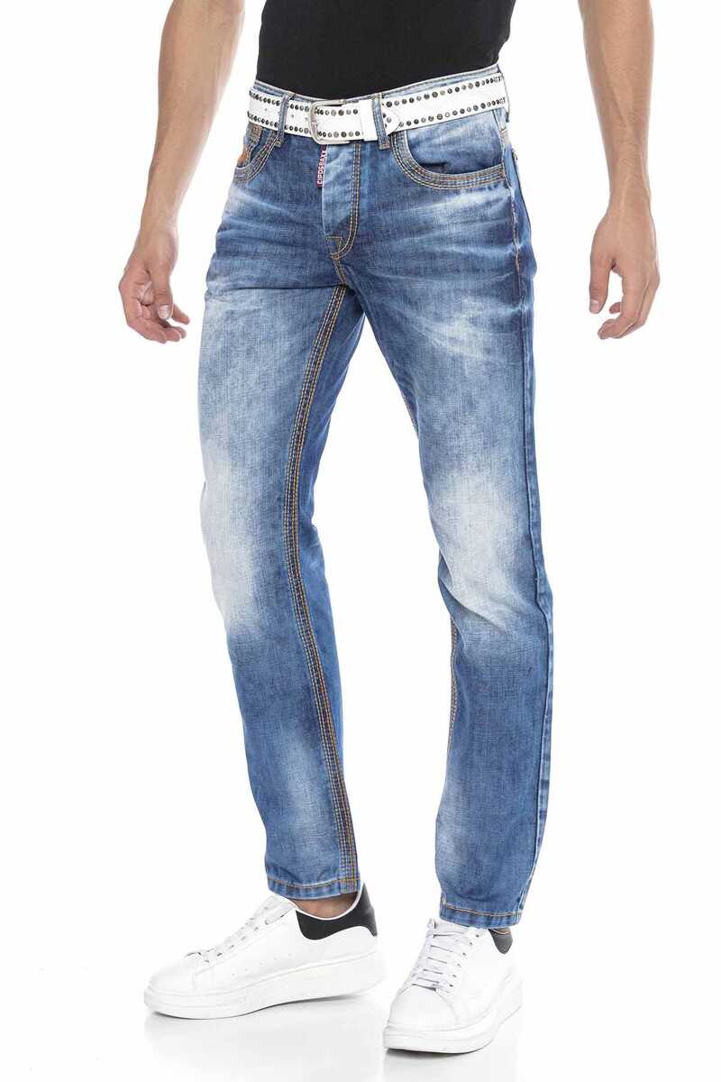 CD669 Men's Straight Fit Jeans with fashionable wash