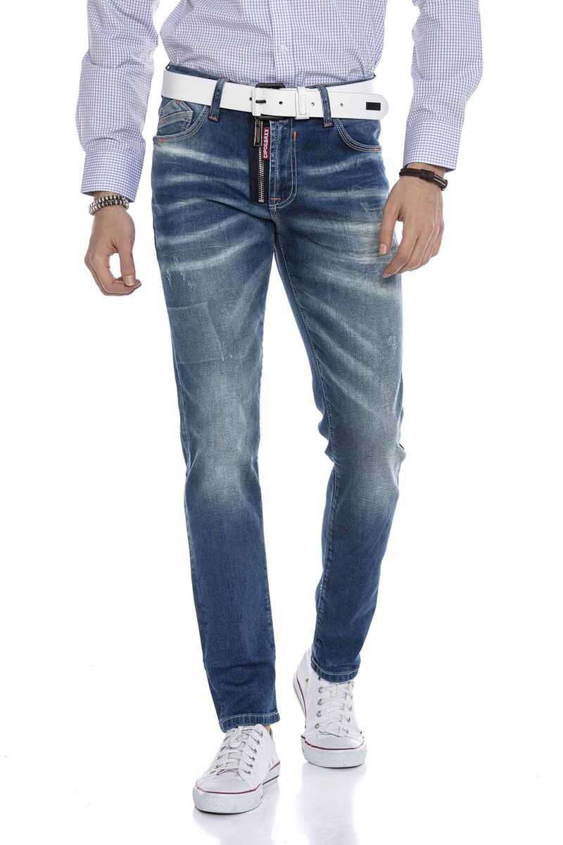 CD673 Men's comfortable jeans with trendy used elements