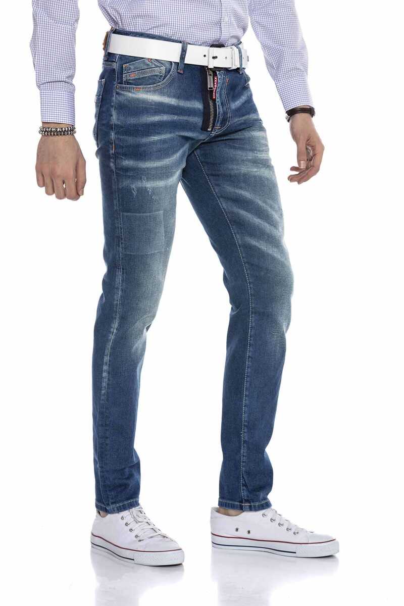 CD673 Men's comfortable jeans with trendy used elements