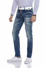 CD673 Men's comfortable jeans with trendy used elements