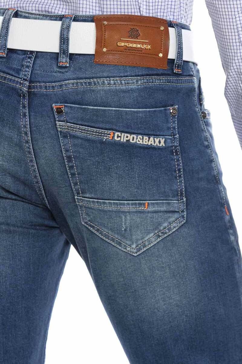 CD673 Men's comfortable jeans with trendy used elements