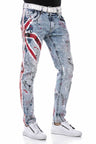 CD684 Men's comfortable jeans with hand-painted design