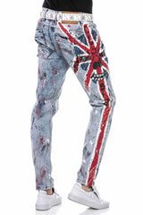 CD684 Men's comfortable jeans with hand-painted design